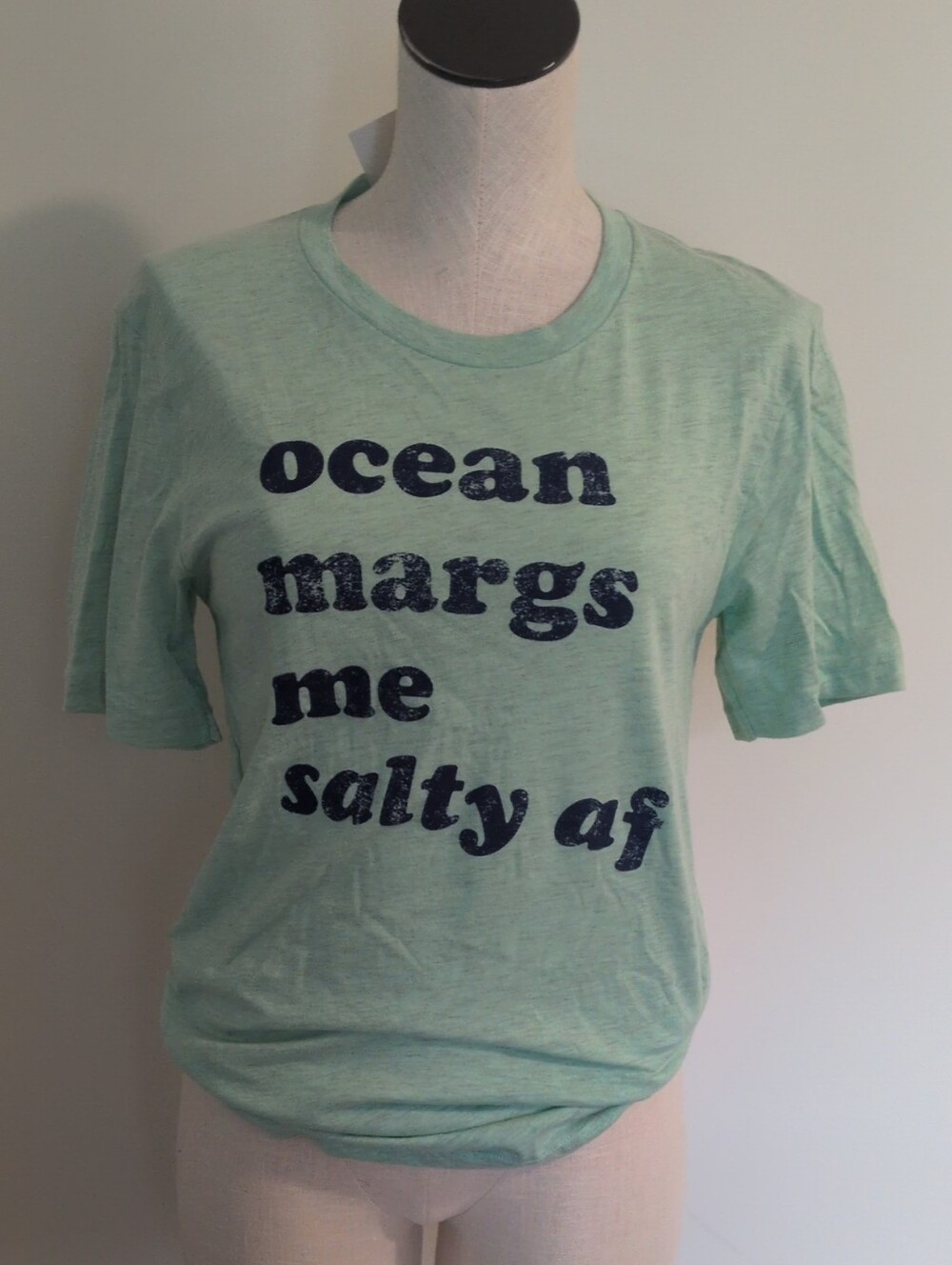Bella Canvas Mint Green Graphic Tee with Navy Text
